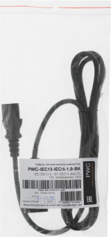 Шнур питания Hyperline PWC-IEC13-IEC14-1.8-BK C13-С14 проводник.:3x0.75мм2 1.8м 250В 10А (упак.:1шт) черный - купить недорого с доставкой в интернет-магазине