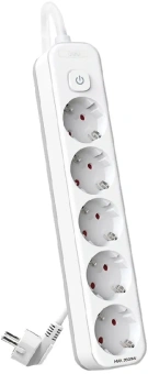 Сетевой фильтр Deli ET437 1.8м (5 розеток) белый (пакет ПЭ) - купить недорого с доставкой в интернет-магазине