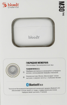 Гарнитура внутриканальные A4Tech Bloody M30 белый беспроводные bluetooth в ушной раковине (M30 (WHITE)) - купить недорого с доставкой в интернет-магазине