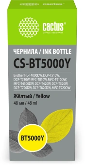 Чернила Cactus CS-BT5000Y желтый 48мл для Brother HL-T4000DW, DCP-T510W, DCP-T710W, MFC-T810W, MFC-T910DW, MFC-T4500DW, DCP-T420W, DCP-T520W, DCP-T720DW, DCP-T820DW, MFC-T920DW - купить недорого с доставкой в интернет-магазине