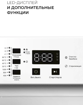 Стиральная машина Lex LWM06010BLIDsmall класс: A+++ загр.фронтальная макс.:6кг белый инвертор - купить недорого с доставкой в интернет-магазине