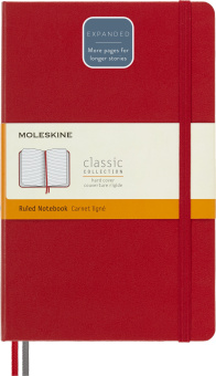 Блокнот Moleskine CLASSIC EXPENDED QP060EXPF2 Large 130х210мм 400стр. линейка твердая обложка красный - купить недорого с доставкой в интернет-магазине