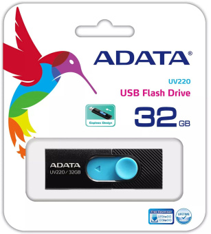 Флеш Диск A-Data 32Gb UV220 AUV220-32G-RBKBL USB2.0 черный/синий - купить недорого с доставкой в интернет-магазине