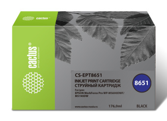 Картридж струйный Cactus CS-EPT8651 T8651 черный пигментный (8000стр.) для Epson WF5190/5690 - купить недорого с доставкой в интернет-магазине