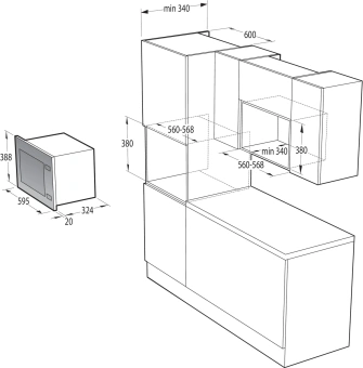 Микроволновая печь Gorenje BMI201AG1X 20л. 800Вт нержавеющая сталь/черный (встраиваемая) - купить недорого с доставкой в интернет-магазине