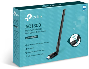 Сетевой адаптер Wi-Fi TP-Link Archer T3U Plus AC1300 USB 3.0 (ант.внеш.несъем.) - купить недорого с доставкой в интернет-магазине