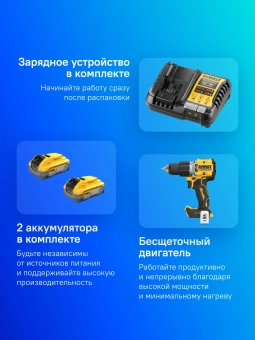 Дрель-шуруповерт DeWalt DCD805H2T аккум. патрон:быстрозажимной (кейс в комплекте) (DCD805H2T-QW) - купить недорого с доставкой в интернет-магазине