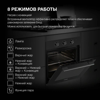 Духовой шкаф Электрический Hyundai HEO 66412 BG черный - купить недорого с доставкой в интернет-магазине