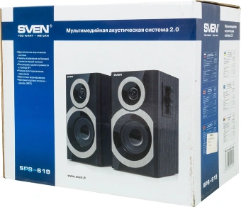 Колонки Sven SPS-619 2.0 черный 20Вт - купить недорого с доставкой в интернет-магазине