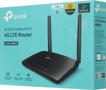 Роутер беспроводной TP-Link Archer MR402 AC1200 10/100BASE-TX/3G/4G черный - купить недорого с доставкой в интернет-магазине