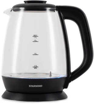 Чайник электрический Starwind SKS3036 1.7л. 2200Вт черный корпус: стекло - купить недорого с доставкой в интернет-магазине