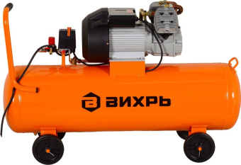 Компрессор поршневой Вихрь КМП-400/100 масляный 400л/мин 100л 2500Вт оранжевый - купить недорого с доставкой в интернет-магазине