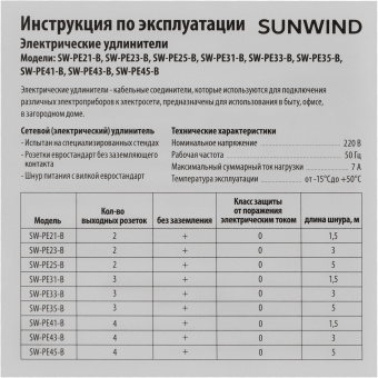 Сетевой удлинитель SunWind SW-PE41-B 1.5м (4 розетки) черный (коробка) - купить недорого с доставкой в интернет-магазине