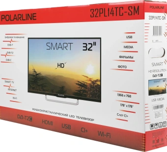 Телевизор LED PolarLine 32" 32PL14TC-SM черный HD 60Hz DVB-T DVB-T2 DVB-C USB WiFi Smart TV (RUS) - купить недорого с доставкой в интернет-магазине