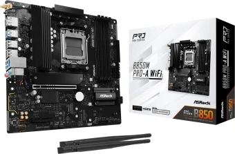Материнская плата Asrock B850M PRO-A WIFI Socket AM5 AMD B850 4xDDR5 mATX AC`97 8ch(7.1) 2.5Gg RAID+HDMI+DP - купить недорого с доставкой в интернет-магазине