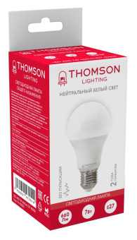Лампа светодиодная Thomson B2002 7Вт цок.:E27 груша 220B 4000K св.свеч.бел.нейт. A (упак.:1шт) (TH-B2002) - купить недорого с доставкой в интернет-магазине