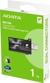 Накопитель SSD A-Data USB3.2 Gen2 1TB SC730-1T-CACTI SC730 черный - купить недорого с доставкой в интернет-магазине