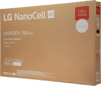 Телевизор LED LG 50" 50NANO81A6A.ARUG черный 4K Ultra HD 60Hz DVB-T DVB-T2 DVB-C DVB-S DVB-S2 USB WiFi Smart TV - купить недорого с доставкой в интернет-магазине
