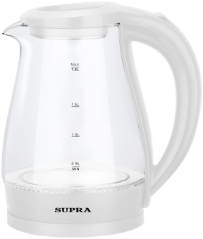Чайник электрический Supra KES-1856G 1.8л. 1500Вт белый/прозрачный (корпус: стекло) - купить недорого с доставкой в интернет-магазине