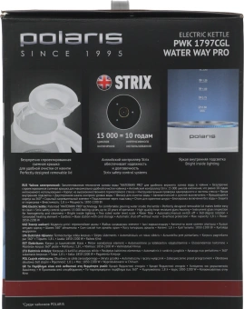 Чайник электрический Polaris PWK 1797CGL 1.8л. 2200Вт белый корпус: пластик/стекло - купить недорого с доставкой в интернет-магазине