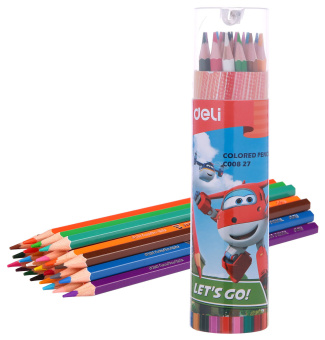 Карандаши цв. Deli EC00827 Super Wings шестигран. тополь 24цв. туба пл. - купить недорого с доставкой в интернет-магазине
