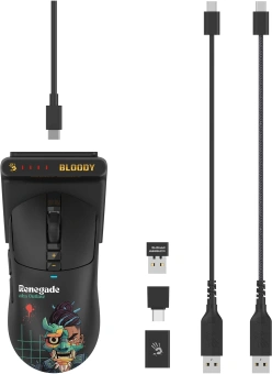 Мышь A4Tech Bloody R72 Ultra Duo Renegade черный оптическая 20000dpi беспров. USB/USB-C 7but - купить недорого с доставкой в интернет-магазине