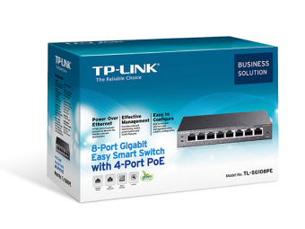 Коммутатор TP-Link TL-SG108PE (L2) 8x1Гбит/с 4PoE+ 64W управляемый - цена, купить или заказать с доставкой в интернет-магазине Коммутатор TP-Link TL-SG108PE (L2) 8x1Гбит/с 4PoE+ 64W управляемый - купить недорого с доставкой в интернет-магазине
