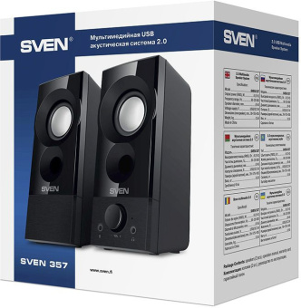 Колонки Sven 357 2.0 черный 6Вт портативные - купить недорого с доставкой в интернет-магазине