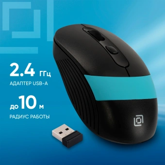 Мышь Оклик 310MW черный/синий оптическая 3200dpi беспров. USB для ноутбука 4but (1869090) - купить недорого с доставкой в интернет-магазине