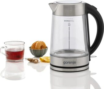 Чайник электрический Gorenje K17GDWII 1.7л. 2200Вт черный корпус: стекло/металл/пластик - купить недорого с доставкой в интернет-магазине