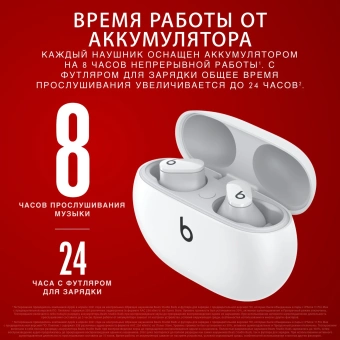 Гарнитура внутриканальные Beats Studio Buds True Wireless Noise Cancelling белый беспроводные bluetooth в ушной раковине (MJ4Y3EE/A) - купить недорого с доставкой в интернет-магазине