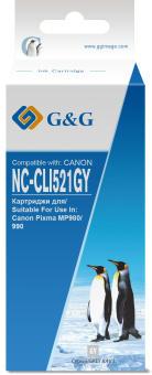 Картридж струйный G&G NC-CLI521GY серый (8.4мл) для Canon PIXMA MP540/550/560/620/630/640/980/990 - купить недорого с доставкой в интернет-магазине