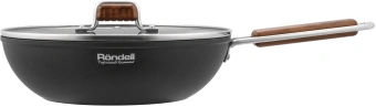 Сковорода ВОК (WOK) Rondell Fjord RDA-1800 круглая 28см покрытие: Xylan Plus ручка несъемная (с крышкой) черный - купить недорого с доставкой в интернет-магазине