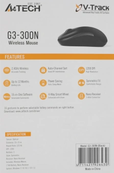 Мышь A4Tech G3-300N черный оптическая 1200dpi беспров. USB для ноутбука 3but (G3-300N (BLACK)) - купить недорого с доставкой в интернет-магазине