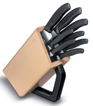Набор ножей кухон. Victorinox Swiss Classic Cutlery Block, 8 pieces (6.7173.8) компл.:8предм. с подставкой черный подар.коробка - купить недорого с доставкой в интернет-магазине