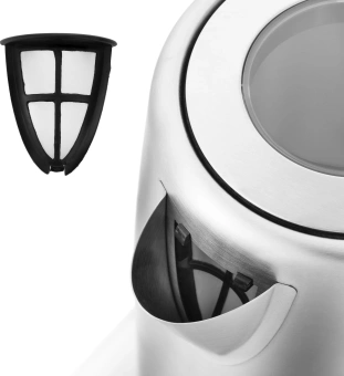 Чайник электрический Kitfort КТ-661 1.7л. 2200Вт черный/серебристый корпус: металл/пластик - купить недорого с доставкой в интернет-магазине