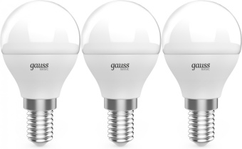 Лампа светодиодная Gauss Basic 10531252T 5.5Вт цок.:E14 шар 220B св.свеч.бел.нейт. (упак.:3шт) - купить недорого с доставкой в интернет-магазине