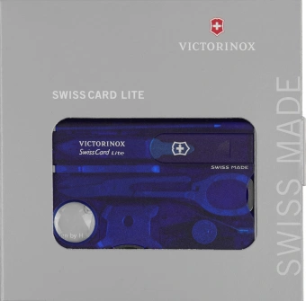 Швейцарская карта Victorinox SwissCard Lite (0.7322.T2) синий полупрозрачный коробка подарочная - купить недорого с доставкой в интернет-магазине