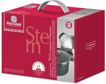 Кастрюля Rondell Stern RDS-010 3.9л. d=20см (с крышкой) т.серый - купить недорого с доставкой в интернет-магазине