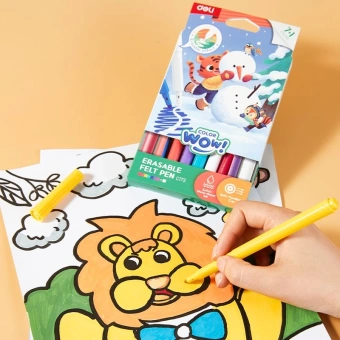 Фломастеры Deli EC173 Colorwow круг. Вентилируемый стираемые 8цв. - купить недорого с доставкой в интернет-магазине