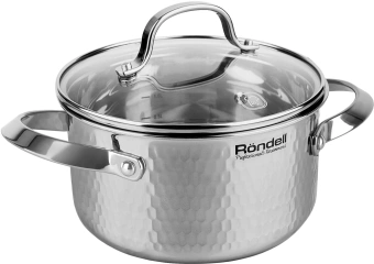 Кастрюля Rondell RainDrops RDS-1295 5.6л. d=24см (с крышкой) стальной - купить недорого с доставкой в интернет-магазине
