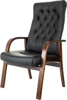 Кресло Бюрократ T-9928WALNUT-CF черный кожа на ножках дерево - купить недорого с доставкой в интернет-магазине