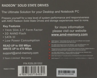 Накопитель SSD AMD SATA-III 512GB R3SL0512G2 Radeon R3 2.5" - купить недорого с доставкой в интернет-магазине