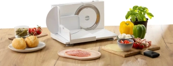 Ломтерезка Gorenje R402W 100Вт (нарезка до 17мм) серебристый - купить недорого с доставкой в интернет-магазине