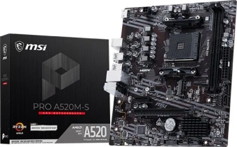 Материнская плата MSI PRO A520M-S Soc-AM4 AMD A520 2xDDR4 mATX AC`97 8ch(7.1) GbLAN RAID+HDMI - купить недорого с доставкой в интернет-магазине
