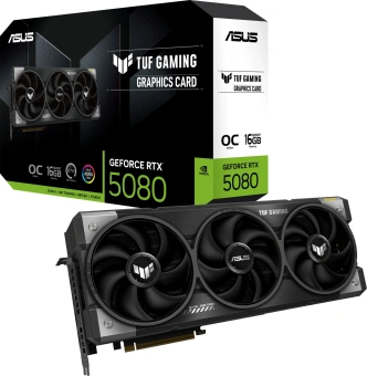 Видеокарта Asus PCI-E TUF-RTX5080-O16G-GAMING NVIDIA GeForce RTX 5080 16Gb 256bit GDDR7 2640/23000 HDMIx2 DPx3 HDCP Ret - купить недорого с доставкой в интернет-магазине