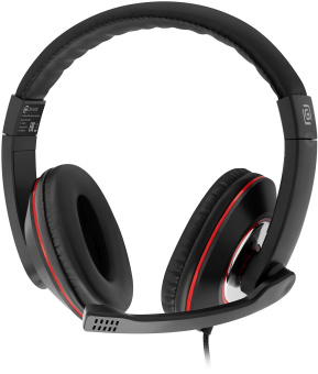 Наушники с микрофоном Оклик HS-L390G DRAGON черный/красный 1.8м мониторные оголовье (1100413) - купить недорого с доставкой в интернет-магазине