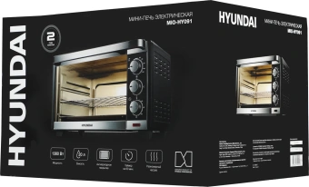 Мини-печь Hyundai MIO-HY091 20л. 1380Вт черный - купить недорого с доставкой в интернет-магазине