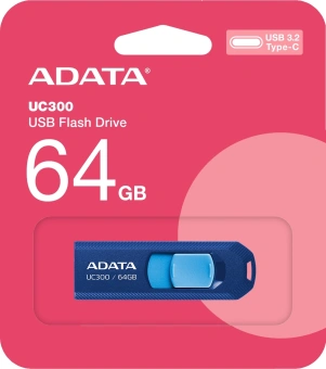Флеш Диск A-Data 64GB Type-C UC300 ACHO-UC300-64G-RNB/BU USB3.2 синий/голубой - купить недорого с доставкой в интернет-магазине
