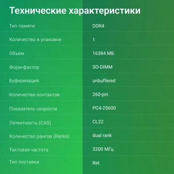 Память DDR4 16GB 3200MHz Digma DGMAS43200016D RTL PC4-25600 CL22 SO-DIMM 260-pin 1.2В dual rank Ret - купить недорого с доставкой в интернет-магазине